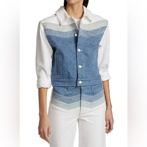 New 7 For All Mankind Tricolor Stitched Denim Jacket and Pant Outfit.